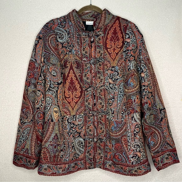 White Stag Vintage Tapestry Patchwork Blazer Jacket-Women’s L-Red/Orange-Carpet - Picture 1 of 13